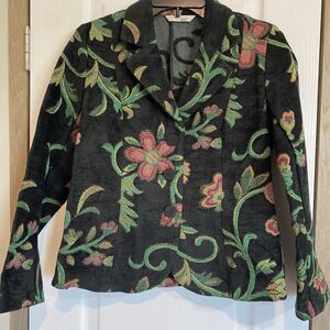 Erin London Tapestry blazer jacket womens PS brocade vntg artsy shoulder pads